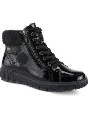 Spring Step Alps Water Resistant Faux Shearling Black Patent Sneaker 9.5/10